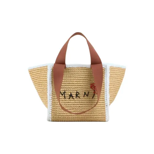 MARNI Raffia Tote Bag Shopping Bag Tote Bag Small Women's Natural White