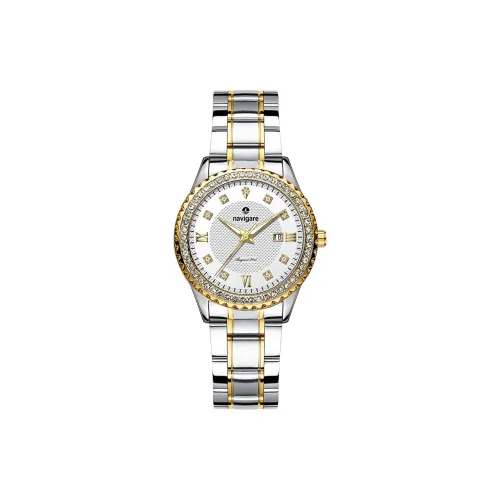 NAVIGARE Кварцевый механизм ремешок из нержавеющей стали женские часы белый циферблат