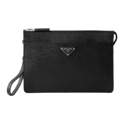 PRADA Saffiano Коровья кожа Клатч Средний Мужской Черный