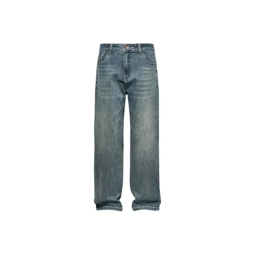 GONGFUSHE Blue Men's Jeans GONGFUSHE Синий Мужской Джинсы