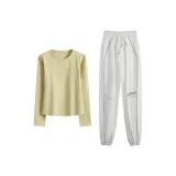 Желтый комплект из двух предметов с длинным рукавом (белые штаны)