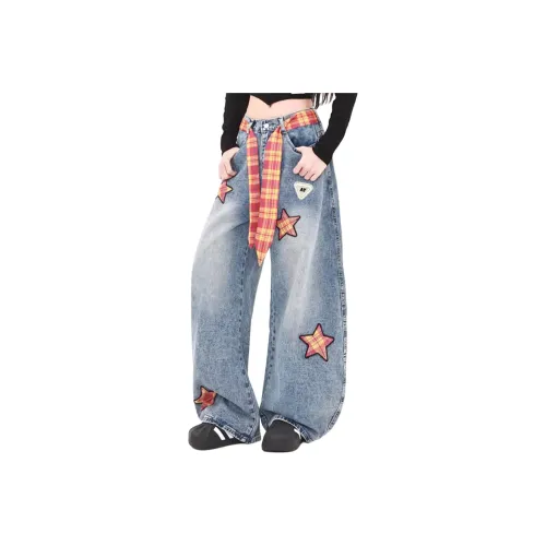 AY Синий с квадратным шарфом унисекс джинсы