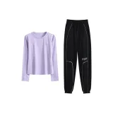 Фиолетовый комплект из двух предметов с длинным рукавом (черные штаны)