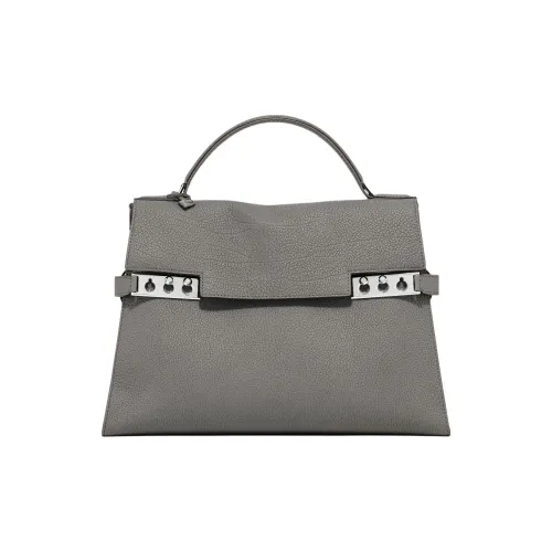 Delvau Tempête Крупнозернистая текстура Телячья кожа Одно плечо Сумка Большая Женская Серый