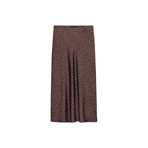 ZARA Коричневый Синий Женская Повседневная Длинная Юбка