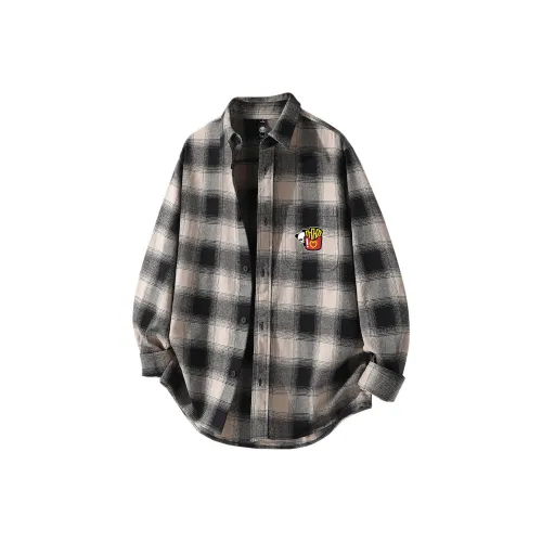 HIPANDA Хаки Клетка Унисекс Рубашки