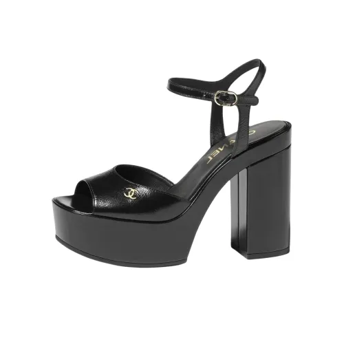 CHANEL One Ремешок Сандалии Женские Черные