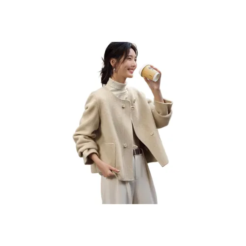 XWI Бежевый Абрикос Женское Пальто