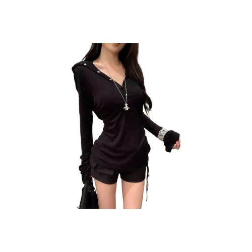 QIAOMONVHAI Черный Нет аксессуаров Включено Женские T Рубашки