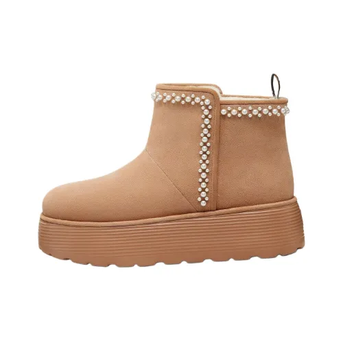 Stuart Weitzman SW Pearl Short Snow Boots 4CM Women's CAMEL Стюарт Уизман SW Перламутровые Короткие Снежные Ботинки 4CM Женские Кэмел