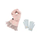 Розовый двусторонний шарф + термические перчатки