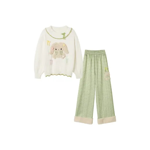 FABRIC PIG Зеленый Свитер + Брюки Унисекс Повседневные Костюмы