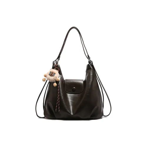 WHERE WHAT WHO ПУ (полиуретан) Сумка через плечо Женская Кофейно-коричневый Черный