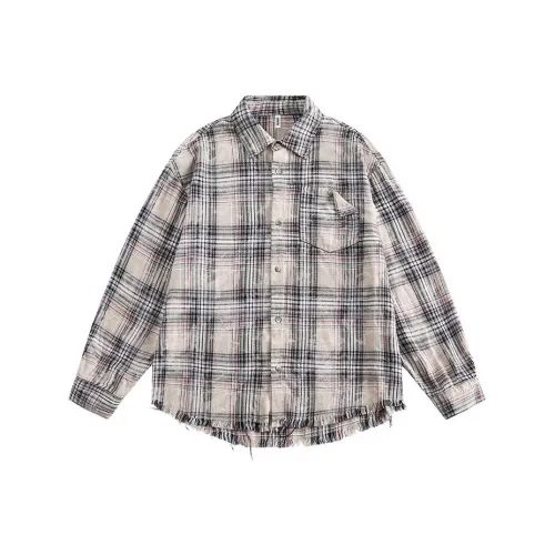 PLQV Бежевый Цвет Изображения Мужские Рубашки