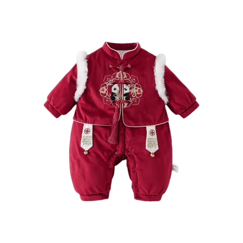 XiaoJinBu Темно-красный Малыш Комбинезоны Ползунки
