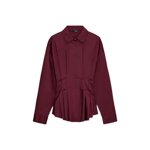 ZARA Бордово-красные Женские Рубашки