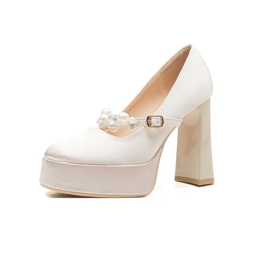 Zubumei Грубый каблук Высокие каблуки 11 см Женские Шампанское