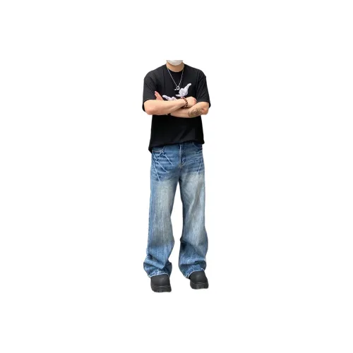 DUATOGE Ice Синий Полуэластичный Пояс Мужские Джинсы