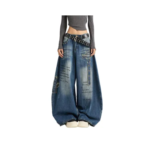 OMOIDAS Blue Women's Jeans ОМОИДАС Синий Женские Джинсы