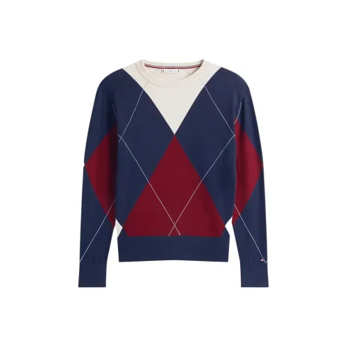 Tommy Hilfiger Красный Белый Синий бриллиант Узор Женские Свитеры