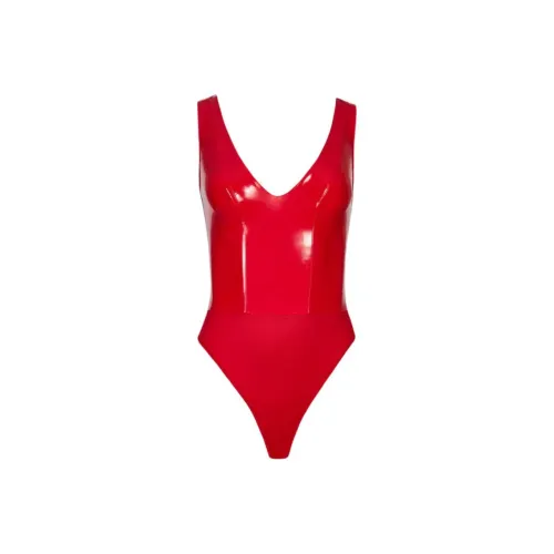 OH POLLY Винил Plunge Шея Комбинезон Bodysuit Женские