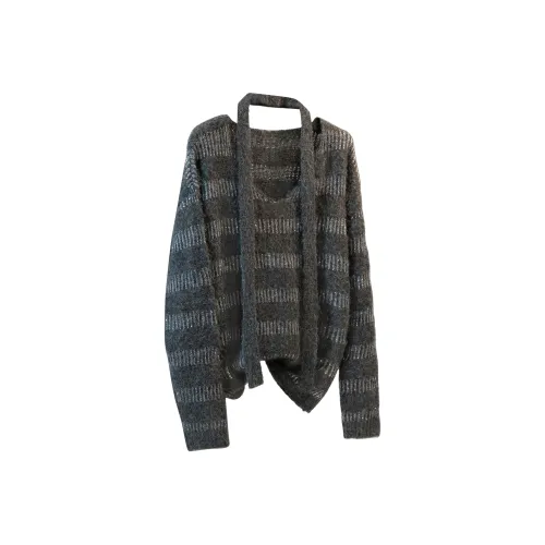 Cypress House Черный Серый Полосы Женские Свитера