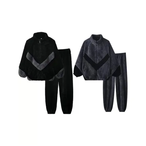 DAMOS·LOVE Черный мужской [Флис с подкладкой термический] Мужской комплект пижам