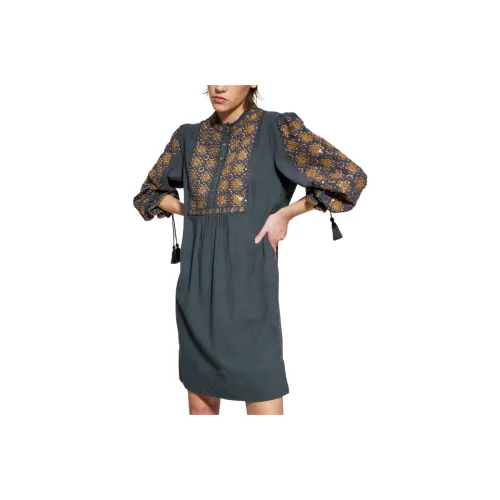 ANTIK BATIK Joana SEQUIN Вышитое Длинное Платье с Длинными Рукавами Женское