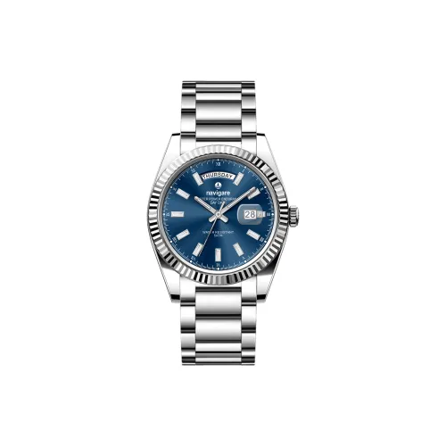 NAVIGARE Кварцевый механизм ремешок из нержавеющей стали мужские часы синий циферблат