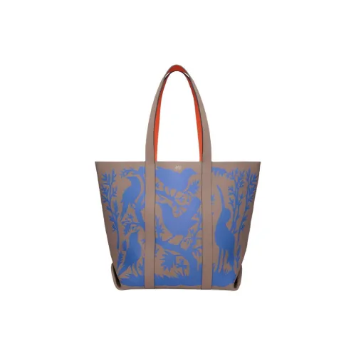 Moynat Taurillon Gex Кожа Тоут Сумка Сумка для покупок Сумка Женская Серый Оранжевый