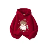 [Thickened и с флисовой подкладкой] Вязаные ткани, цветочный узор, бордовый