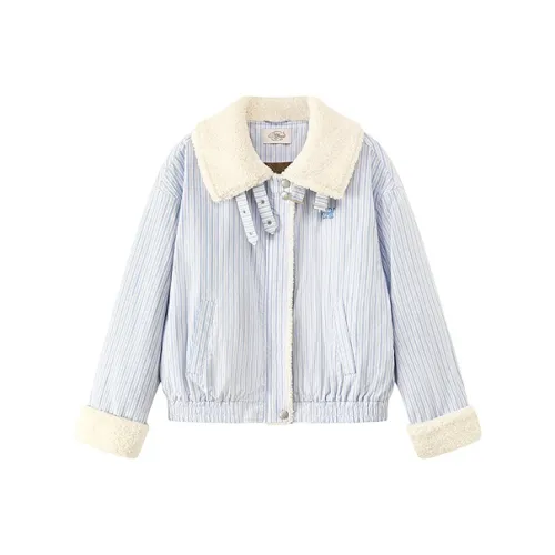 CHUU Синие полосы Узор Женские пуховики