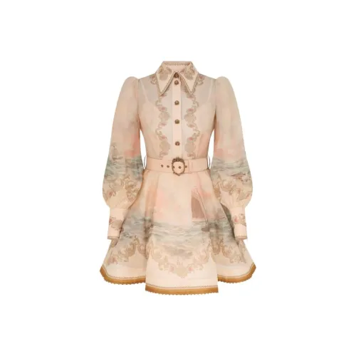 Zimmermann SS26 Длинное платье с длинными рукавами женское