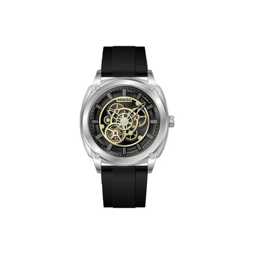 Miniso Кварцевые Механические Часы Унисекс Черный Циферблат