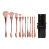 Розовое золото, 10 шт. + черная ручка для кисти