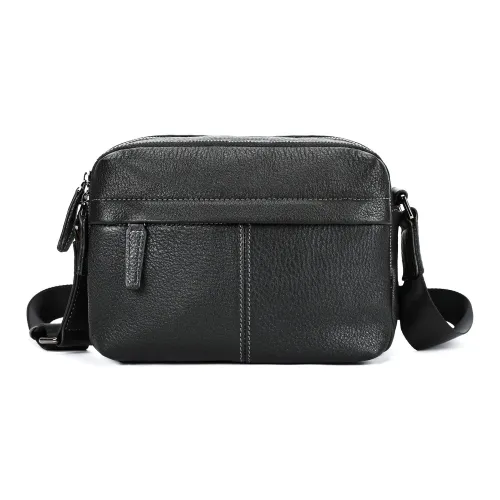 DOSRFINI Сумка через плечо из коровьей кожи Мужская Черная