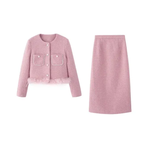 ABBY GODDESS Осенний комплект с юбкой женский розовый