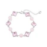 Браслет с бусинами "Счастливый клевер" — розовый