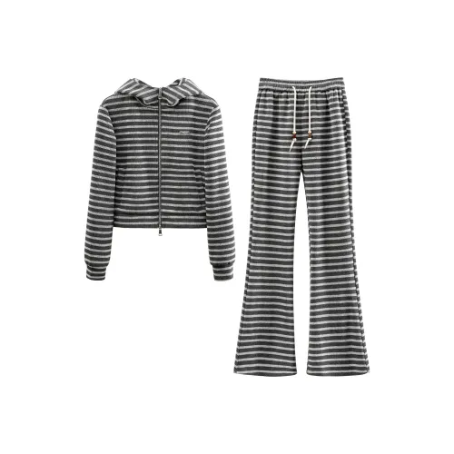 TOUCH Повседневный костюм женский серый белый полосы