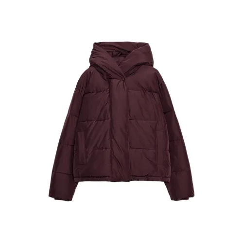 ZARA Бордовый Красный Женский Пуховик