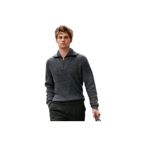 Mr.Bu Пасмурно-серый смешанный цвет мужские свитеры