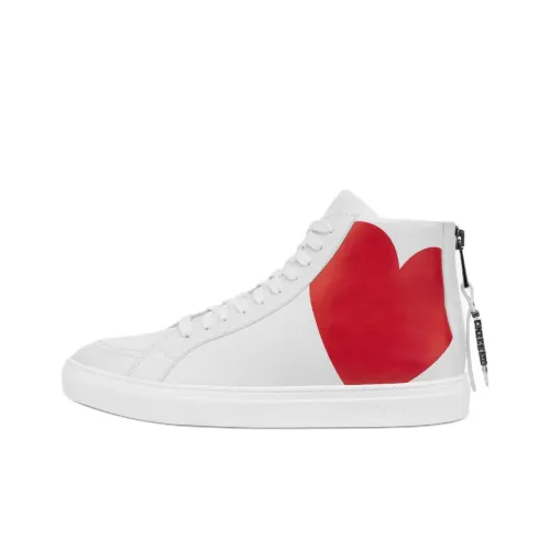 MOSCHINO Сердце с принтом Высокие кроссовки для скейтбординга Мужские Белые