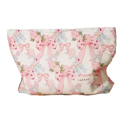 Geanno Розовый Бант Хлопковая Ткань Большая Емкость Уход за Кожей Сумка для Хранения Портативная Сумка для Туалетных Принадлежностей Косметичка
