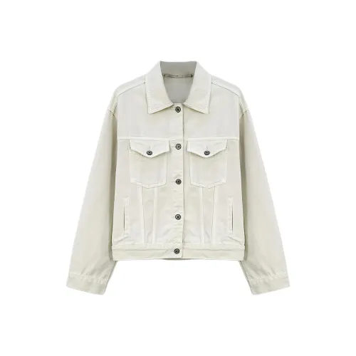 GZQJ Белый Женские Джинсовые Куртки