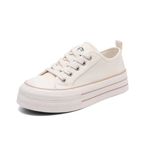 PAUL FRANK Высота Увеличивающая Устойчивая к Износу Низкий Топ Повседневная Обувь Женская Бежевая
