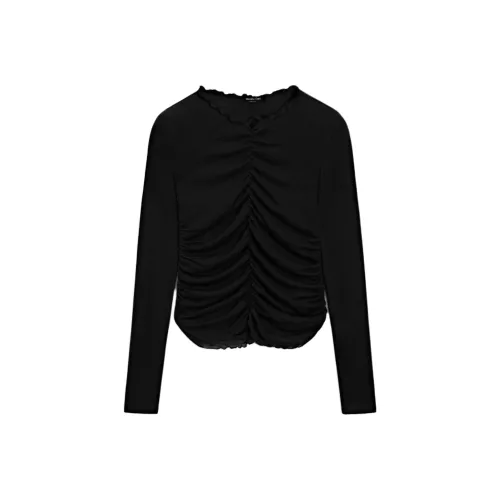 Massimo Dutti Черные Женские T-рубашки