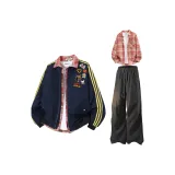 Темно-синий, синий + красный, рубашка + черные, штаны