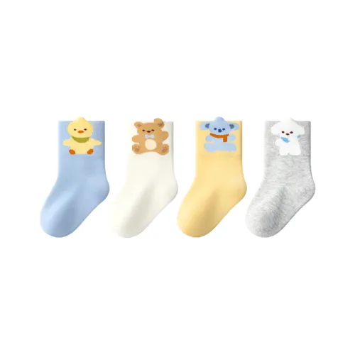 Малыш Осенние Зимние Малыш Kids Носки 4 Пачки 100% Хлопок Носки Новорожденный И Малыш