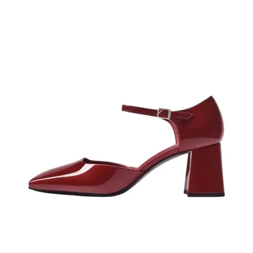 CHARLES KEITH Patricia Грубый каблук Высокие каблуки 7 см Женские Бургунди