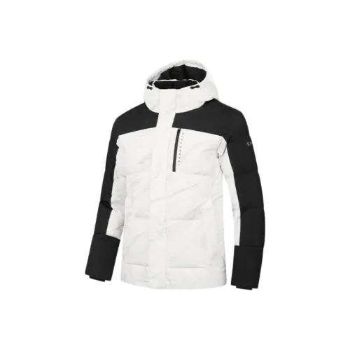 QIAODAN Мраморный с принтом Черный мужской пуховик